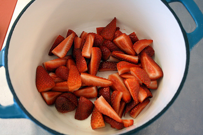 strawberries in the pot