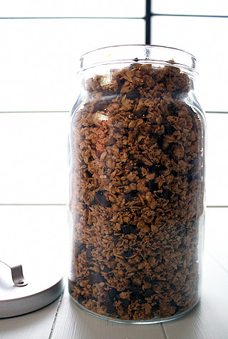 a jar of chocolate granola