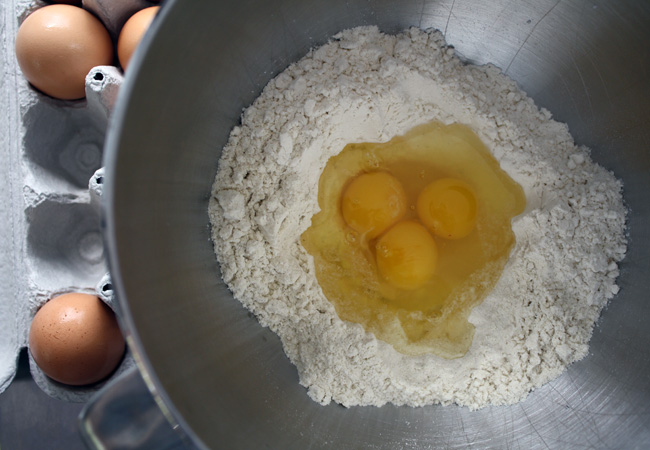eggs and flour for fresh pasta