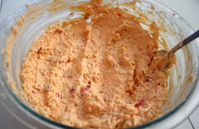 a bowl of pimento cheese