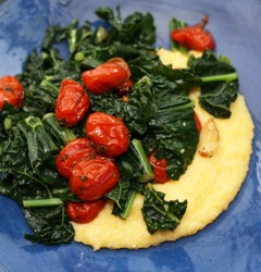 grits and greens and tomatoes (and a garlic)