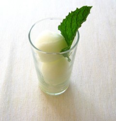 two scoops of limoncello mint sorbet