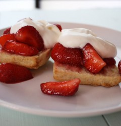 closeup of strawberry shortcakes